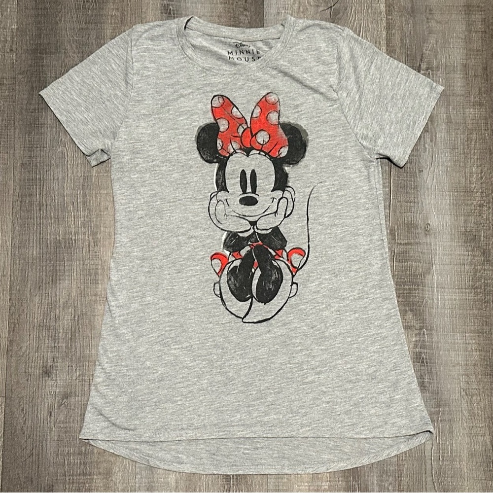 Women’s Size XS Heather Grey Disney Minnie Mouse Tee Shirt